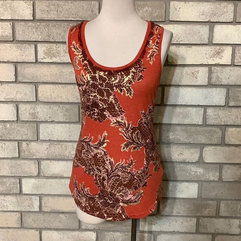Miss Me Orange Floral Print Tank Top